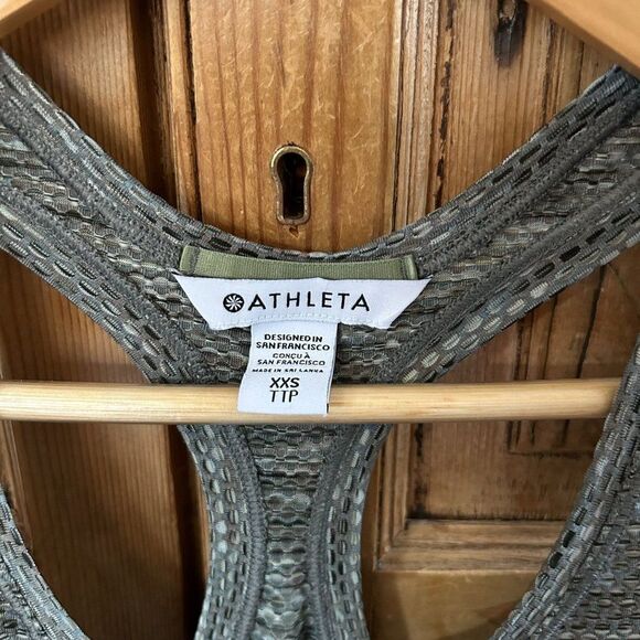 Athleta Tank XXS Gray Black Green Racerback Mesh Multicolored Athletic Shirt - Picture 3 of 9